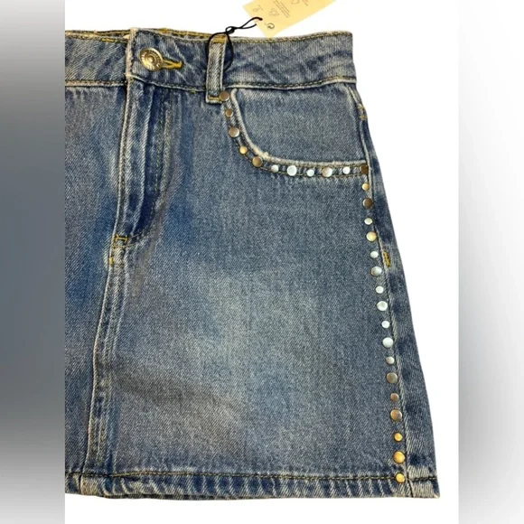 Zara girls Denim Skirt with Studded Details 10 - Picture 2 of 4